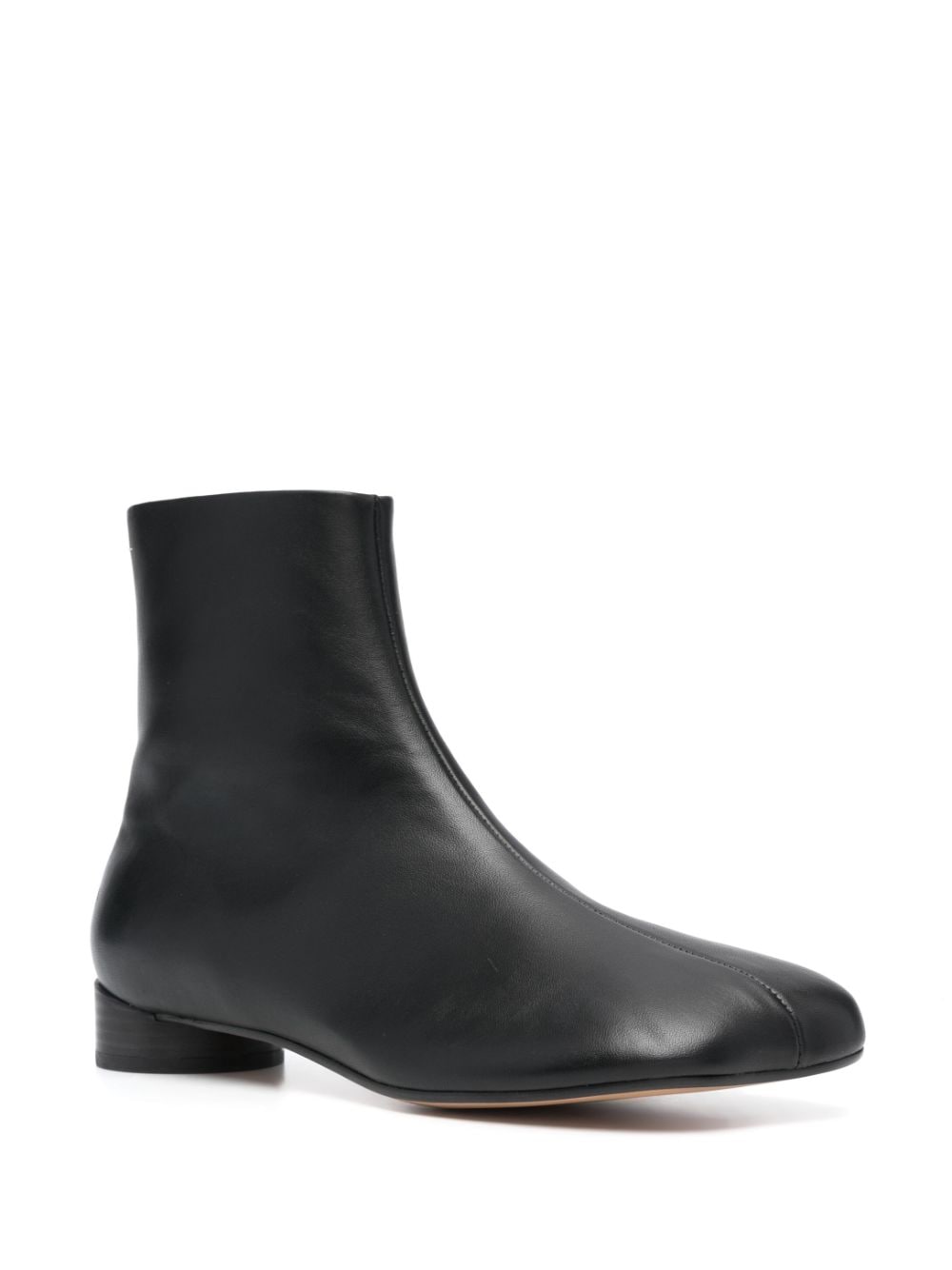 MM6 MAISON MARGIELA Chic 30mm Asymmetric Zip Leather Ankle Boots