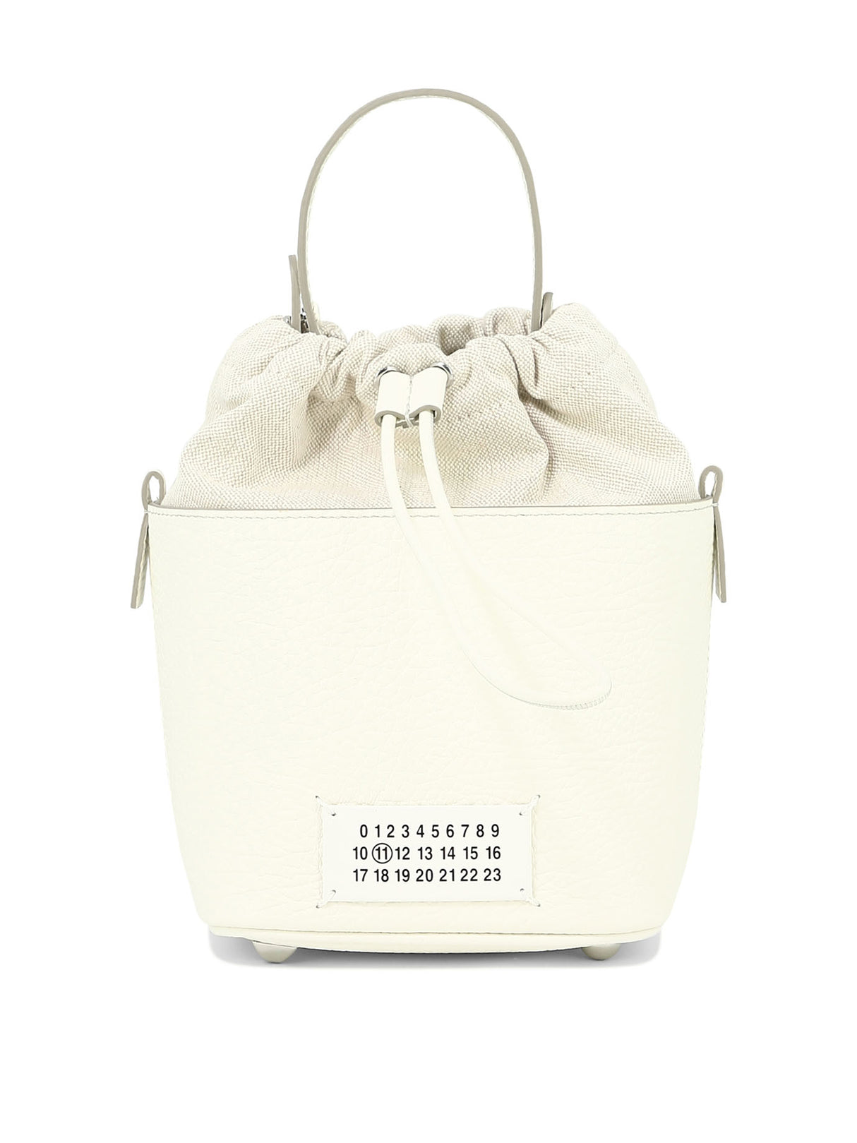 Crisp White Structured Leather Bucket Bag