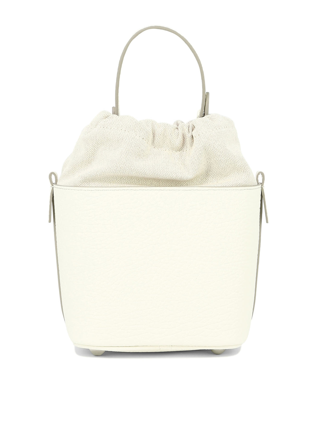 Crisp White Structured Leather Bucket Bag