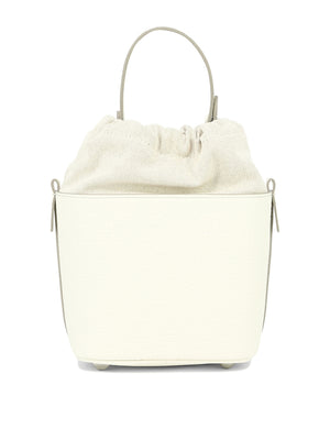 Crisp White Structured Leather Bucket Bag