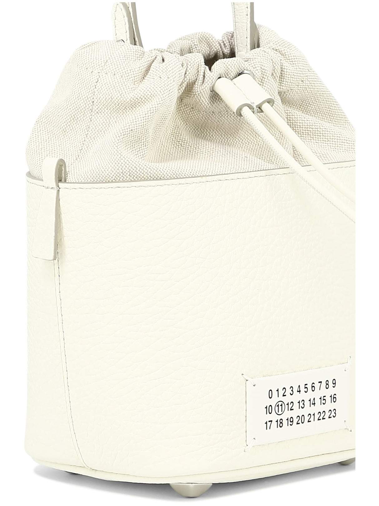 Crisp White Structured Leather Bucket Bag