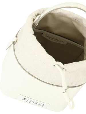 Crisp White Structured Leather Bucket Bag