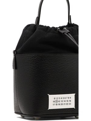 Jet Black 5AC Number Patch Bucket Handbag for Men