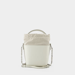 Crisp White Structured Leather Bucket Bag