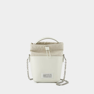 Crisp White Structured Leather Bucket Bag