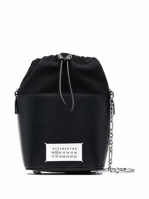 Jet Black 5AC Number Patch Bucket Handbag for Men