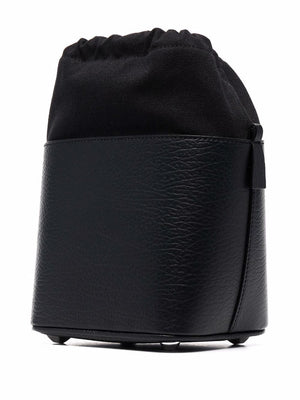 Jet Black 5AC Number Patch Bucket Handbag for Men