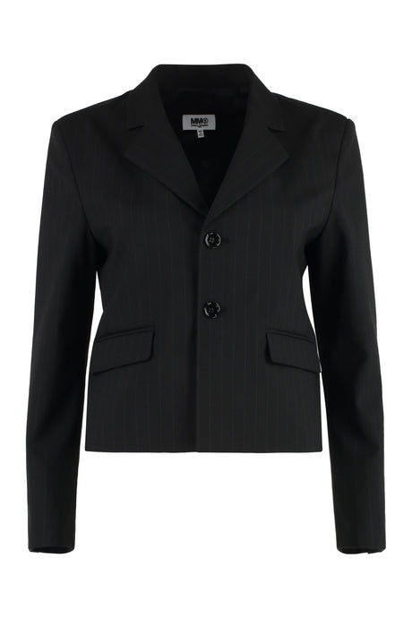 MM6 MAISON MARGIELA Single-Breasted Two-Button Jacket with Pinstriped Motif for Women