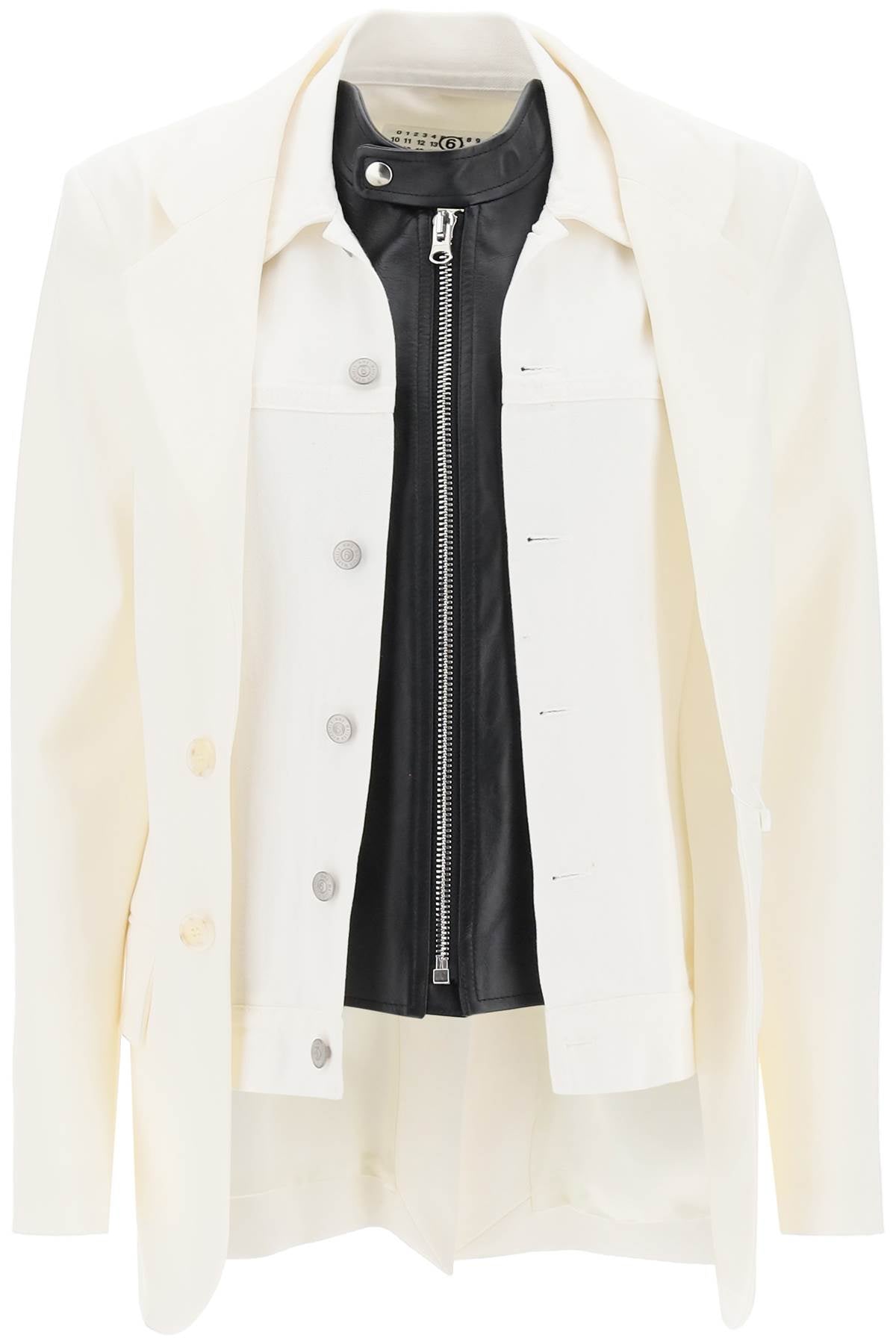 MM6 MAISON MARGIELA Faux Layered Blazer for Women in Stretch Wool Blend Twill - Fall/Winter 2023