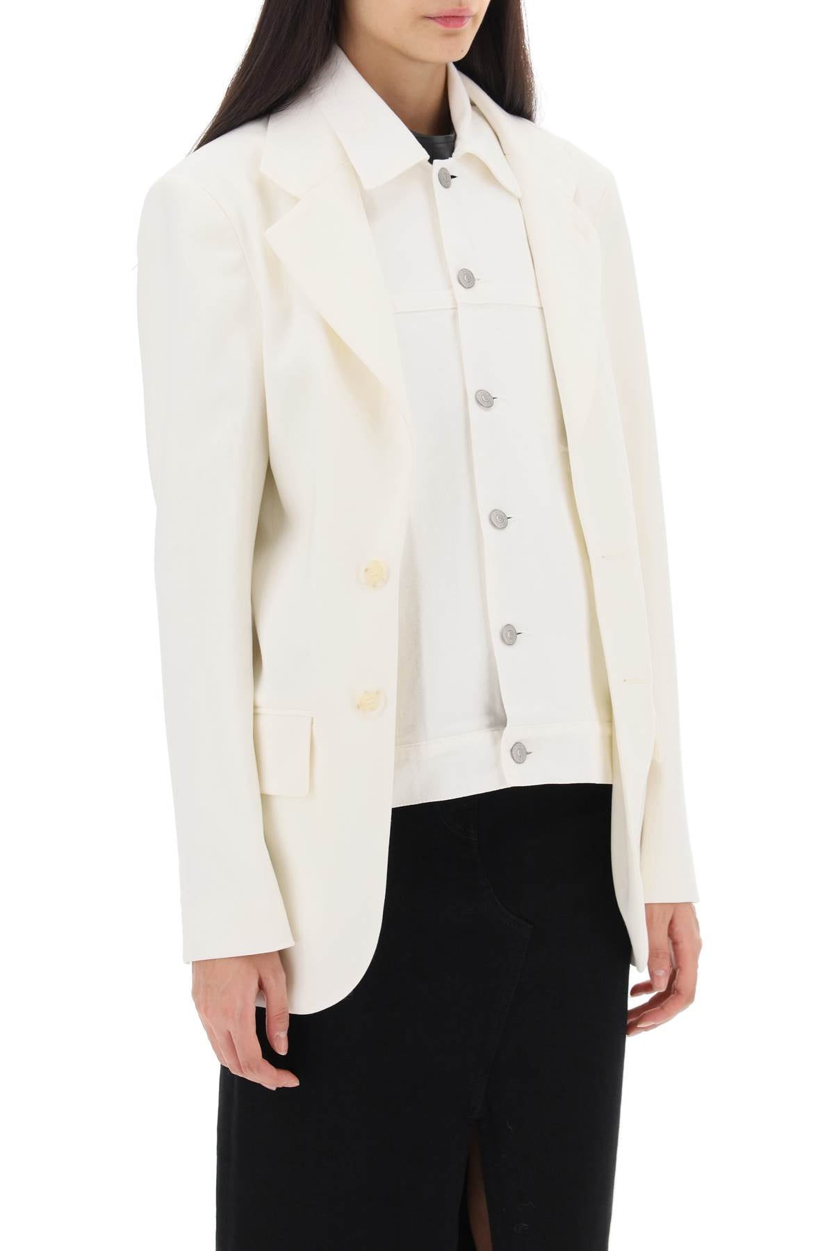 Áo khoác bóng bay lớp lót lông cừu màu trắng tự nhiên FW23