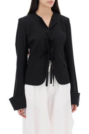 MM6 MAISON MARGIELA Stylish Black Single-Breasted Blazer for Women - SS24 Collection