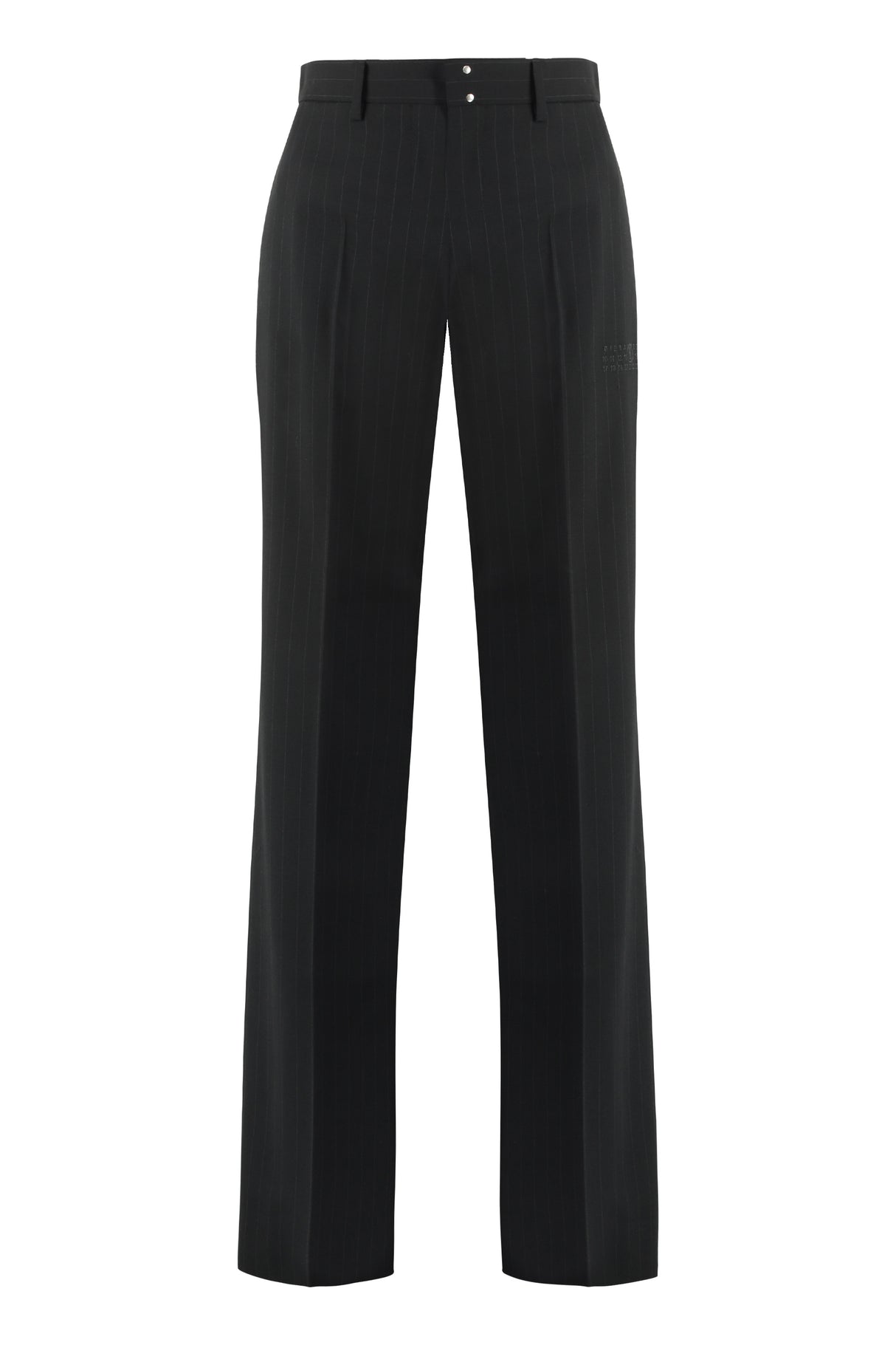 MM6 MAISON MARGIELA Black Striped Wool Blend Trousers for Women - SS23 Collection