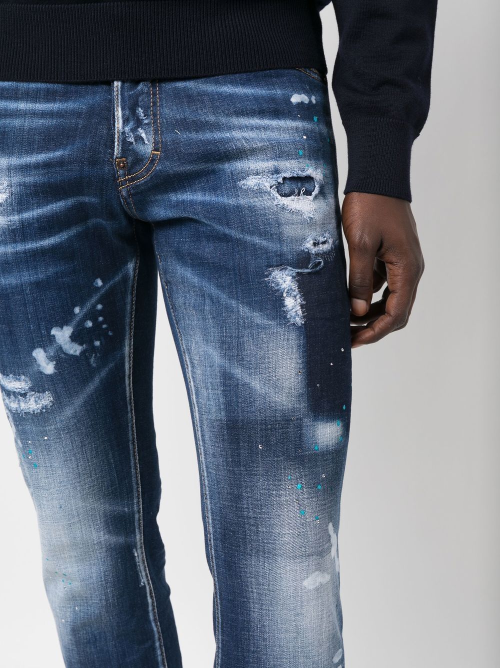 DSQUARED2 Navy Distressed Skinny Jeans for Men