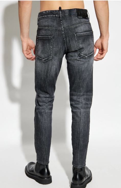 DSQUARED2 Men's Tapered Black Stretch-Cotton Jeans