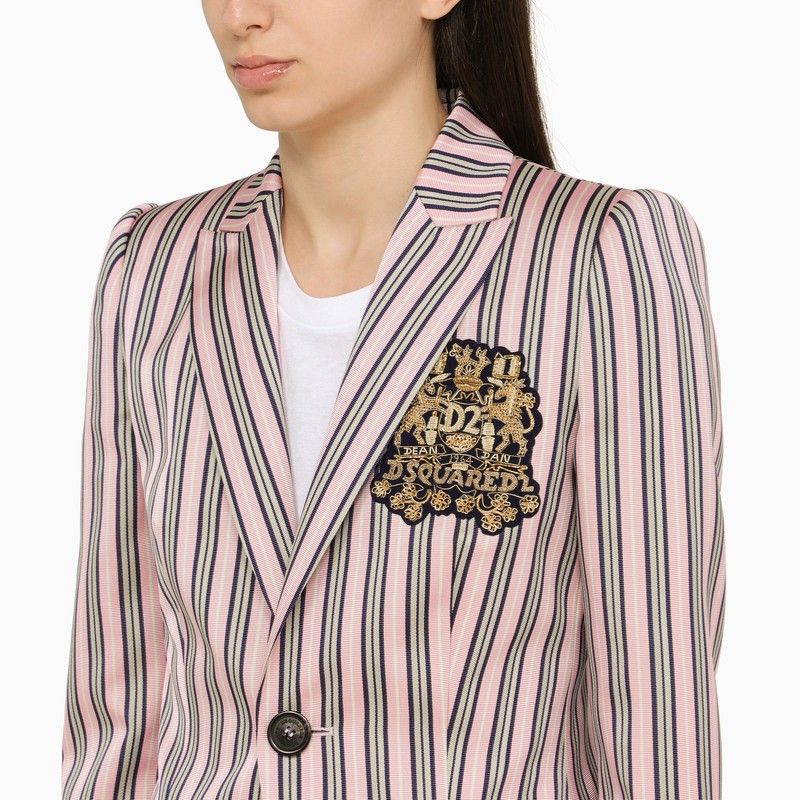 DSQUARED2 Striped Single-Breasted Jacket in Cotton Blend for Women