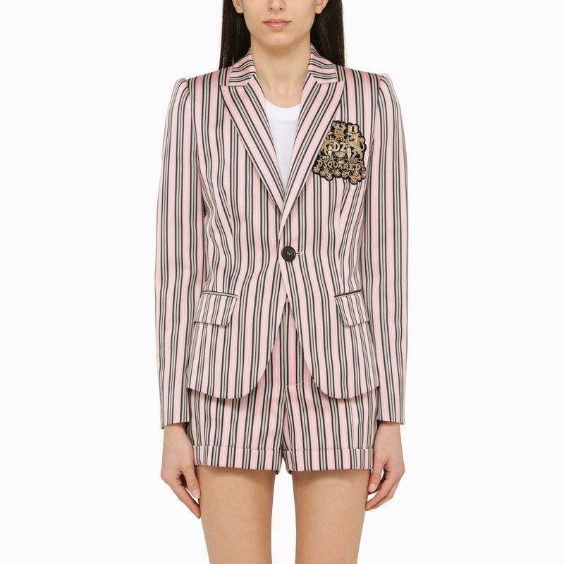 DSQUARED2 Striped Single-Breasted Jacket in Cotton Blend for Women