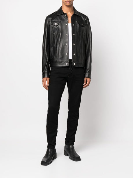 DSQUARED2 24SS Black Leather Jacket for Men