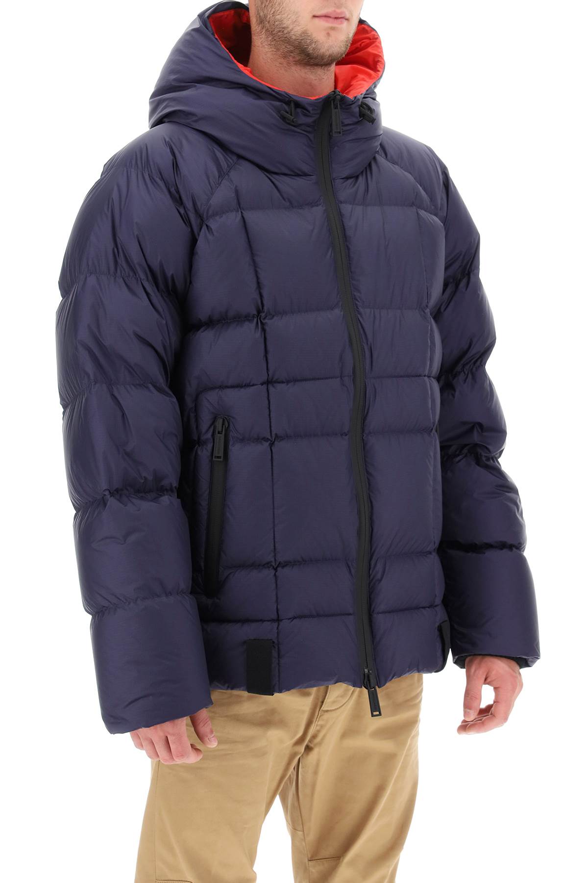 Men's Quilted Blue Down Jacket with Dsquared2 Lettering