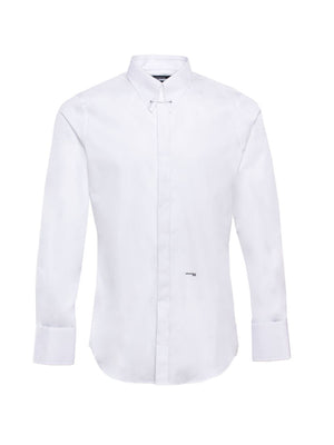 DSQUARED2 Cloud White Logo Print Button-Up Shirt for Men