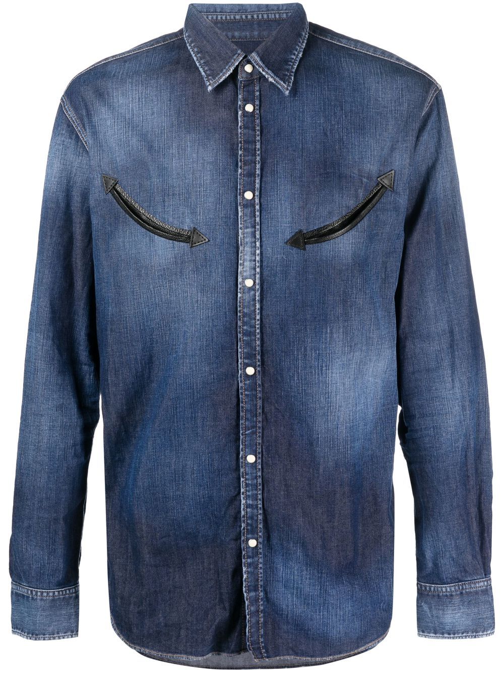 Indigo Blue Western-Inspired Stretch Denim Shirt for Men