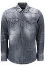 DSQUARED2 Men's Distressed Denim Western Shirt in Grey