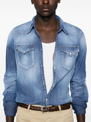 DSQUARED2 Western-Inspired Rugged Denim Shirt