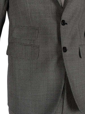 Gray Houndstooth Single-Breasted Suit for Men