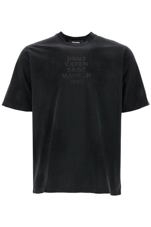 DSQUARED2 Loose Fit Dark Grey Cotton T-Shirt for Men