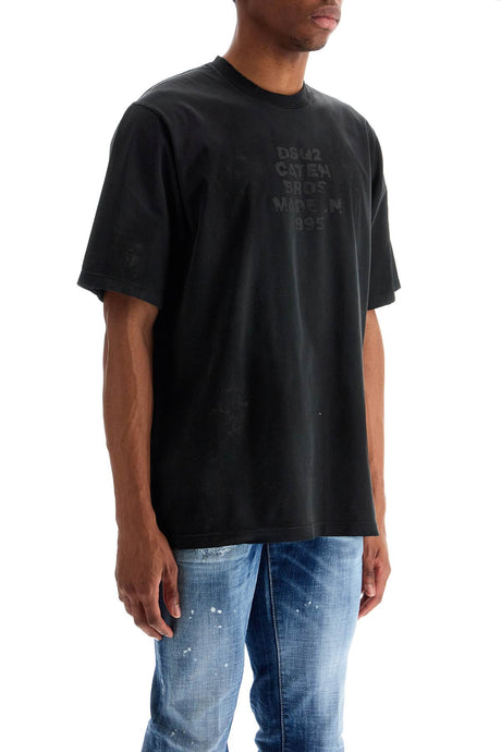 DSQUARED2 Loose Fit Dark Grey Cotton T-Shirt for Men