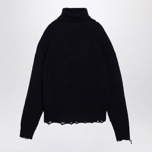 DSQUARED2  Navy Blue BLUE TURTLENECK SWEATER IN WOOL
