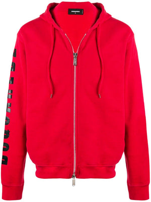 DSQUARED2 Red Zip Up Men's Sweatshirt