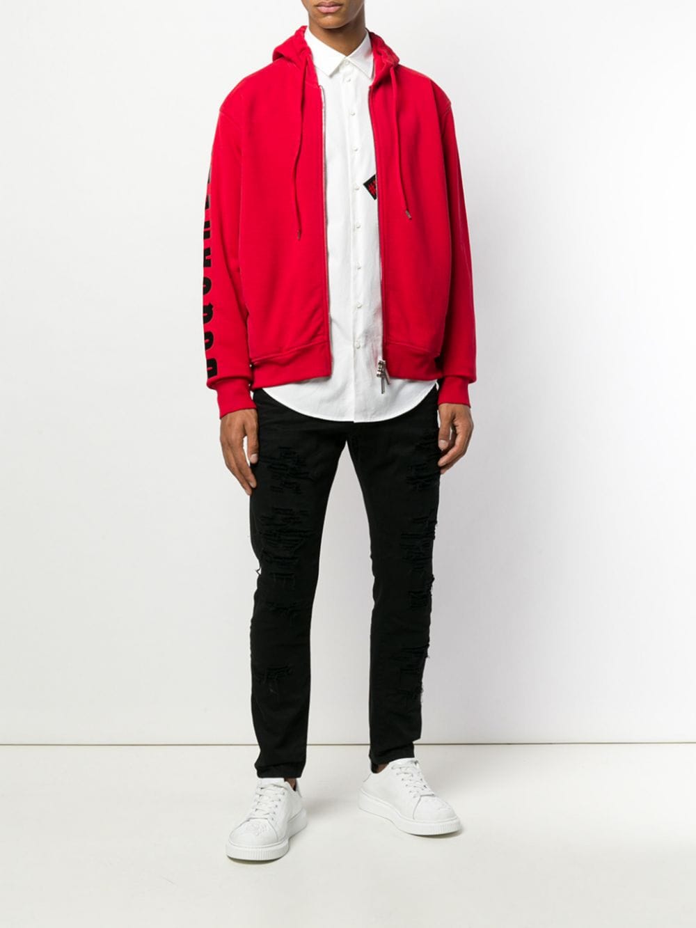 DSQUARED2 Red Zip Up Men's Sweatshirt