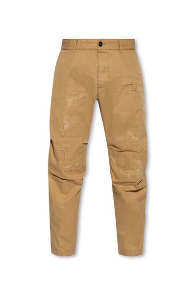 Men's Distressed Straight-Leg Trousers in Walnut