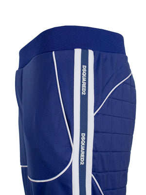 Royal Blue Quilted Panel Tapered Track Pants for Men