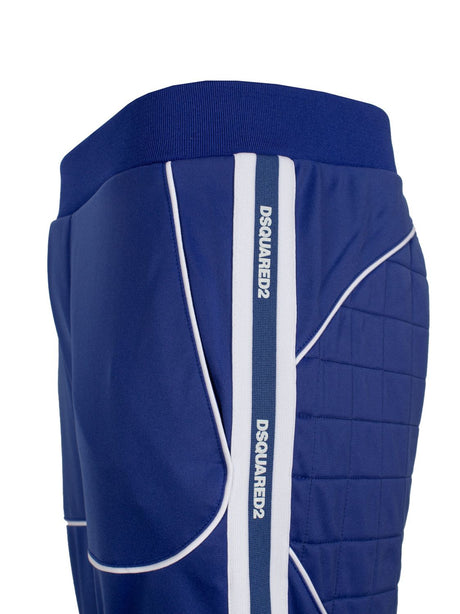 DSQUARED2 Royal Blue Quilted Panel Tapered Track Pants for Men