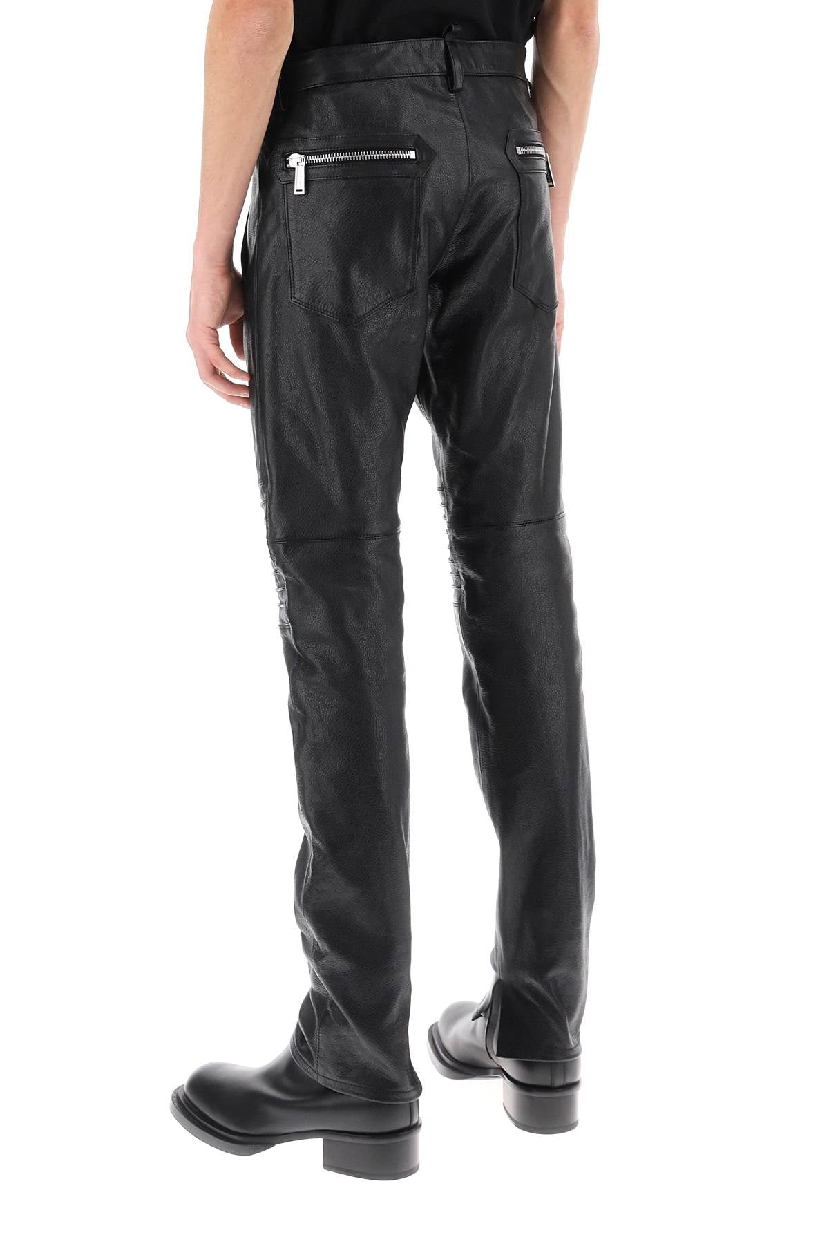 DSQUARED2 Biker-Inspired Black Leather Pants for Men