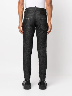 DSQUARED2 Men's Distressed Skinny-Cut Black Denim Jeans from FW23 Collection