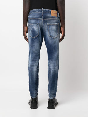 DSQUARED2 Men's Blue Denim Straight Pants for 2024 Season