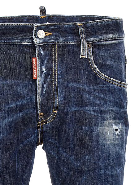 男士顶级棉质logo牛仔裤-蓝色 - FW23