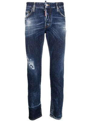 DSQUARED2 Indigo Blue Distressed Slim Fit Jeans for Men - FW23 Collection