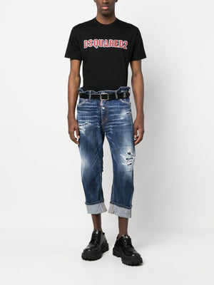 DSQUARED2 Men's Turn-Up Hem Tapered Leg Jeans in Classic Blue FW23