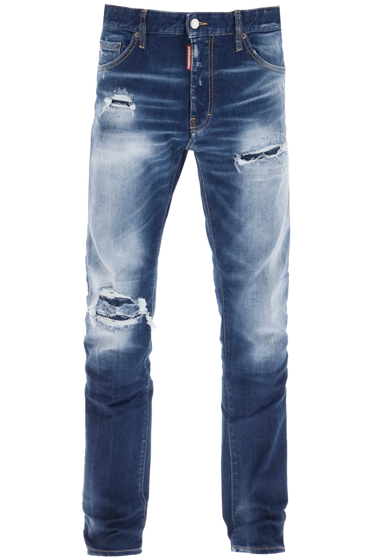 DSQUARED2 Men's Distressed Indigo Slim Fit Jeans in Navy Blue for SS24