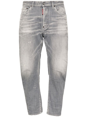 DSQUARED2 Men's Faded Grey Denim Pants with Mini Logo