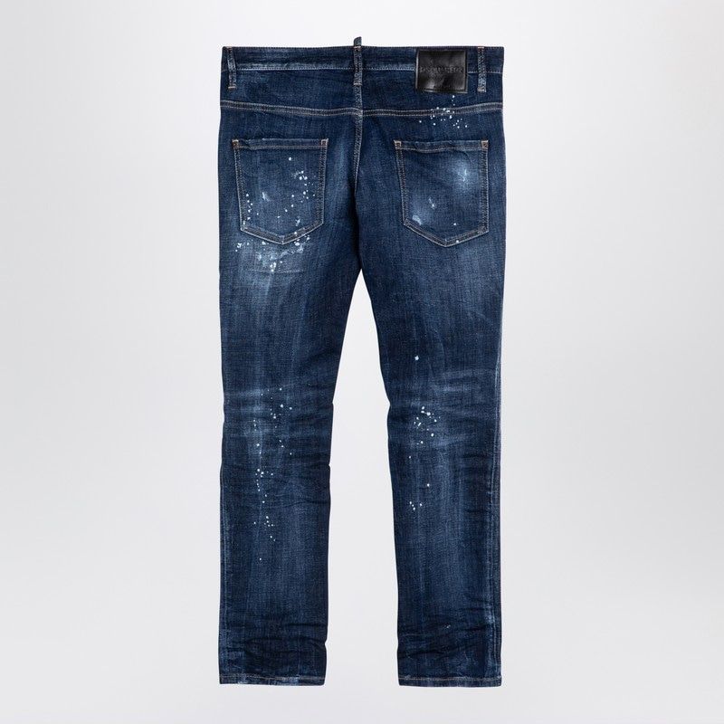 Quần jeans denim xanh navy có mài mòn