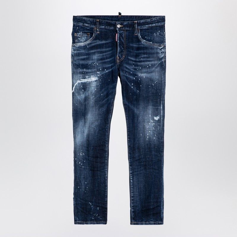 Quần jeans denim xanh navy có mài mòn