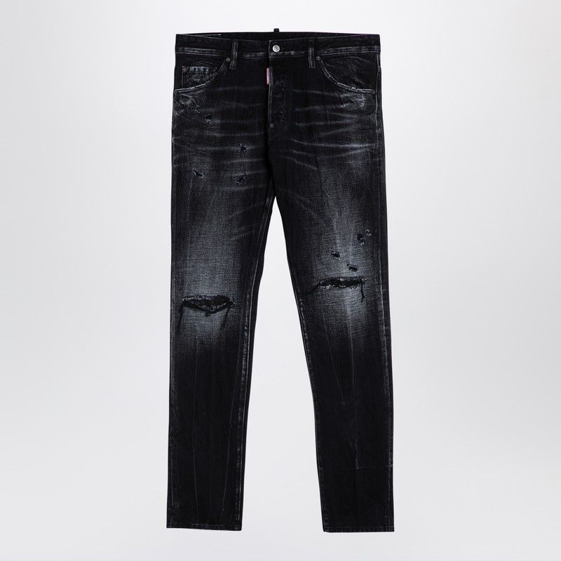 DSQUARED2  BLACK WASHED DENIM Jeans WITH WEAR