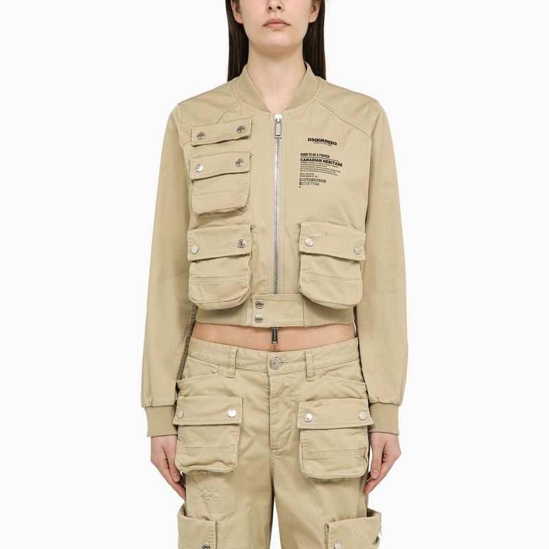 Áo Khoác Bomber Cotton Beige Cho Nữ