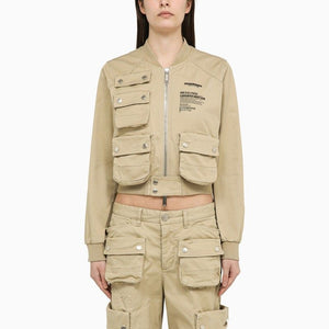 Áo Khoác Bomber Cotton Beige Cho Nữ