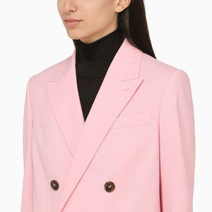 Áo khoác hai hàng khuy màu hồng cho phái nữ