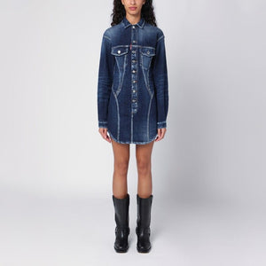 DSQUARED2 Chic Washed Denim Mini Dress with Bustier Top